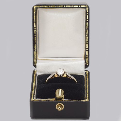 ANTIQUE DIAMOND SOLITAIRE RING 18CT GOLD PLAT VINTAGE 1930S ENGAGEMENT RING - ADDITIONAL PHOTO 8