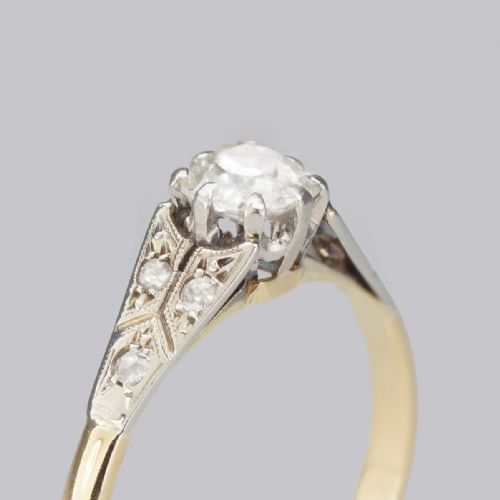 ANTIQUE SOLITAIRE RING 075CT OLD EUROPEAN CUT DIAMOND 18CT GOLD EDWARDIAN RING - ADDITIONAL PHOTO 2