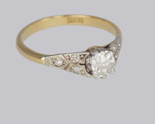 ANTIQUE SOLITAIRE RING 075CT OLD EUROPEAN CUT DIAMOND 18CT GOLD EDWARDIAN RING - ADDITIONAL PHOTO 3