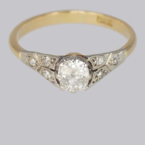 ANTIQUE SOLITAIRE RING 075CT OLD EUROPEAN CUT DIAMOND 18CT GOLD EDWARDIAN RING - ADDITIONAL PHOTO 5
