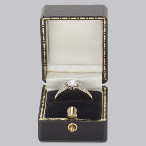 ANTIQUE SOLITAIRE RING 075CT OLD EUROPEAN CUT DIAMOND 18CT GOLD EDWARDIAN RING - ADDITIONAL PHOTO 6