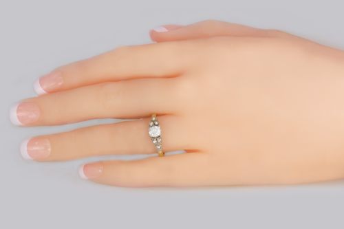 ANTIQUE SOLITAIRE RING 075CT OLD EUROPEAN CUT DIAMOND 18CT GOLD EDWARDIAN RING - ADDITIONAL PHOTO 8