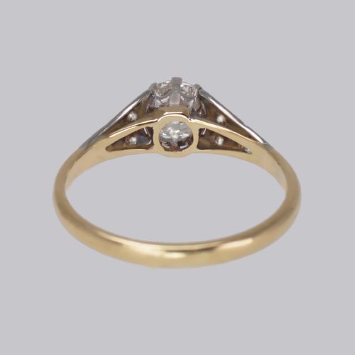 ANTIQUE SOLITAIRE RING 075CT OLD EUROPEAN CUT DIAMOND 18CT GOLD EDWARDIAN RING - ADDITIONAL PHOTO 9