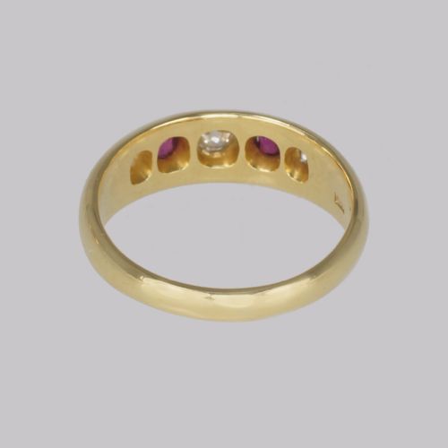 fig 5. Victorian Diamond & Ruby Gypsy Ring Antique 18ct Gold Hallmarked London 1888