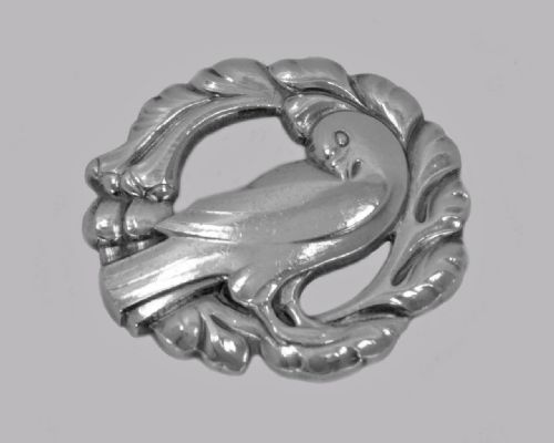 GEORG JENSEN DOVE WREATH BROOCH 123 VINTAGE SILVER RARE WENDEL DENMARK 194551 - ADDITIONAL PHOTO 1