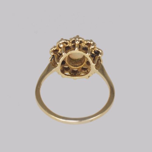 VINTAGE OPAL CLUSTER RING 14CT GOLD 1960S ROPE WORK VICTORIAN STYLE OPAL RING - ADDITIONAL PHOTO 13