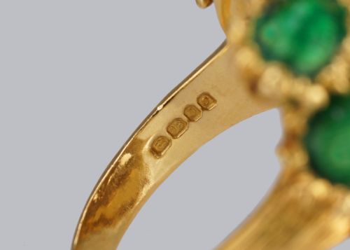 VINTAGE KUTCHINSKY DIAMOND AND BLUE GREEN ENAMEL RING 18CT GOLD BOMB RING - ADDITIONAL PHOTO 14