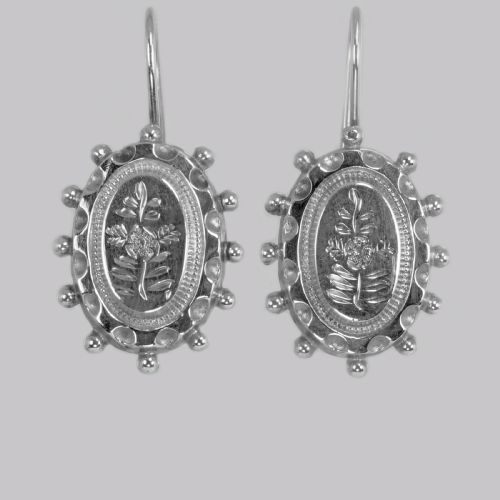 victorian silver earrings hallmarked birmingham 1876 antique drop earrings - CATEGORY: ANTIQUE JEWELLERY - DATED VICTORIAN