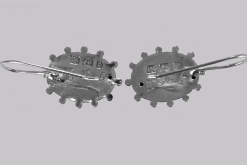 VICTORIAN SILVER EARRINGS HALLMARKED BIRMINGHAM 1876 ANTIQUE DROP EARRINGS - ADDITIONAL PHOTO 4