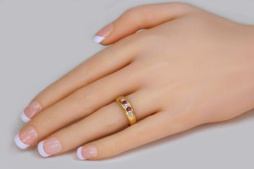 VICTORIAN RUBY OLD CUT DIAMOND GYPSY RING ANTIQUE 18CT GOLD RING HALLMARKED CHESTER 1884 - ADDITIONAL PHOTO 13