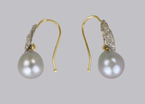 ART DECO PEARL DIAMOND DROP EARRINGS 18CT GOLD PLAT ANTIQUE 1920'S EARRINGS - ADDITIONAL PHOTO 7
