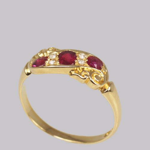 ANTIQUE RUBY DIAMOND RING 18CT GOLD EDWARDIAN RING HALLMARKED BIRMINGHAM 1903 - ADDITIONAL PHOTO 2