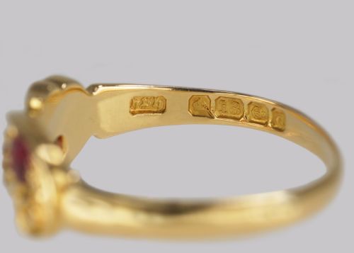 ANTIQUE RUBY DIAMOND RING 18CT GOLD EDWARDIAN RING HALLMARKED BIRMINGHAM 1903 - ADDITIONAL PHOTO 5