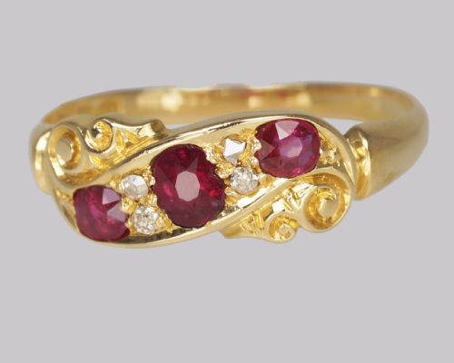 ANTIQUE RUBY DIAMOND RING 18CT GOLD EDWARDIAN RING HALLMARKED BIRMINGHAM 1903 - ADDITIONAL PHOTO 6