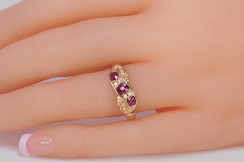 ANTIQUE RUBY DIAMOND RING 18CT GOLD EDWARDIAN RING HALLMARKED BIRMINGHAM 1903 - ADDITIONAL PHOTO 7