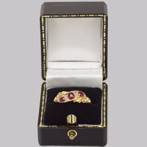 ANTIQUE RUBY DIAMOND RING 18CT GOLD EDWARDIAN RING HALLMARKED BIRMINGHAM 1903 - ADDITIONAL PHOTO 8
