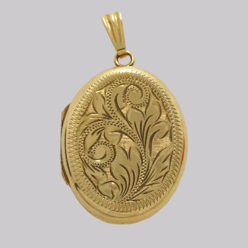 victorian locket 9ct gold floral engraved photo locket hallmarked birmingham 1899 - CATEGORY: ANTIQUE JEWELLERY - DATED VICTORIAN