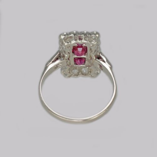 ART DECO RUBY DIAMOND PLAQUE RING ANTIQUE PLATINUM EDWARDIAN RING CIRCA 1910 - ADDITIONAL PHOTO 8