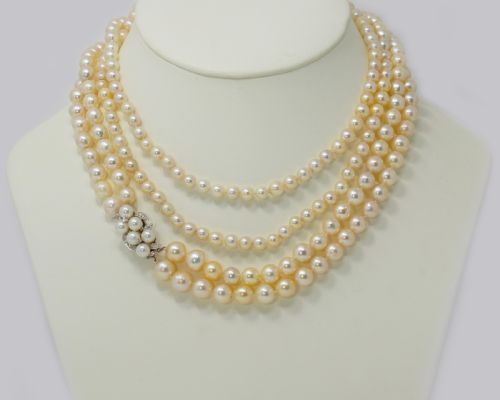 1930S PEARL NECKLACE 36 LONG DIAMOND CLASP VINTAGE DOUBLE STRAND PEARL NECKLACE - ADDITIONAL PHOTO 7