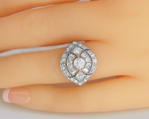 ART DECO 25CT OLD CUT DIAMOND PLATINUM ORIGINAL 1920'S LARGE CLUSTER BOMB RING - ADDITIONAL PHOTO 3