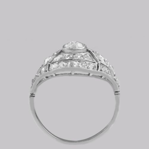 ART DECO 25CT OLD CUT DIAMOND PLATINUM ORIGINAL 1920'S LARGE CLUSTER BOMB RING - ADDITIONAL PHOTO 7