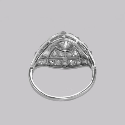 ART DECO 25CT OLD CUT DIAMOND PLATINUM ORIGINAL 1920'S LARGE CLUSTER BOMB RING - ADDITIONAL PHOTO 15