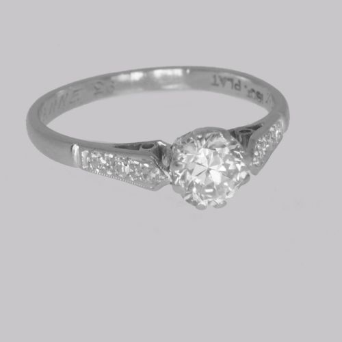 ANTIQUE DIAMOND SOLITAIRE RING 18CT GOLD PLAT VINTAGE 085CT DIAMOND ENGAGEMENT RING - ADDITIONAL PHOTO 2