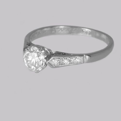ANTIQUE DIAMOND SOLITAIRE RING 18CT GOLD PLAT VINTAGE 085CT DIAMOND ENGAGEMENT RING - ADDITIONAL PHOTO 3