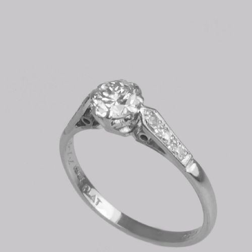 ANTIQUE DIAMOND SOLITAIRE RING 18CT GOLD PLAT VINTAGE 085CT DIAMOND ENGAGEMENT RING - ADDITIONAL PHOTO 4