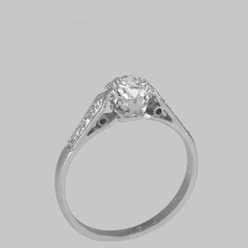 ANTIQUE DIAMOND SOLITAIRE RING 18CT GOLD PLAT VINTAGE 085CT DIAMOND ENGAGEMENT RING - ADDITIONAL PHOTO 6