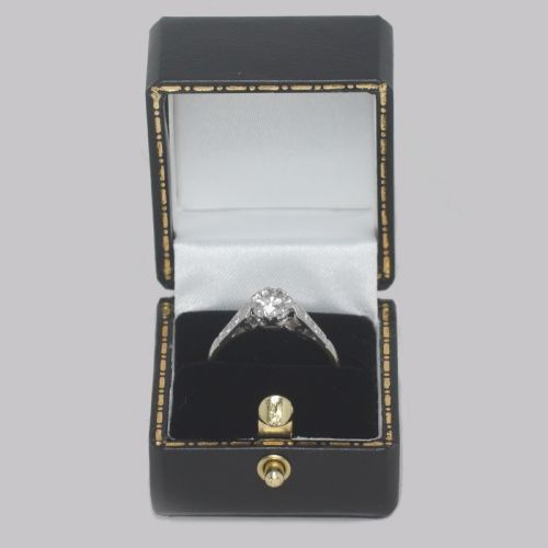 ANTIQUE DIAMOND SOLITAIRE RING 18CT GOLD PLAT VINTAGE 085CT DIAMOND ENGAGEMENT RING - ADDITIONAL PHOTO 12
