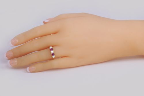 VICTORIAN OLD MINE CUT DIAMOND RUBY RING 18CT GOLD FIVE STONE ANTIQUE RING - ADDITIONAL PHOTO 10
