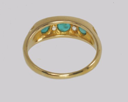 ANTIQUE 18CT GOLD TURQUOISE ROSE CUT DIAMOND RING HGS 1862 VICTORIAN RING - ADDITIONAL PHOTO 8