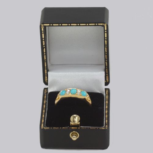 ANTIQUE 18CT GOLD TURQUOISE ROSE CUT DIAMOND RING HGS 1862 VICTORIAN RING - ADDITIONAL PHOTO 9