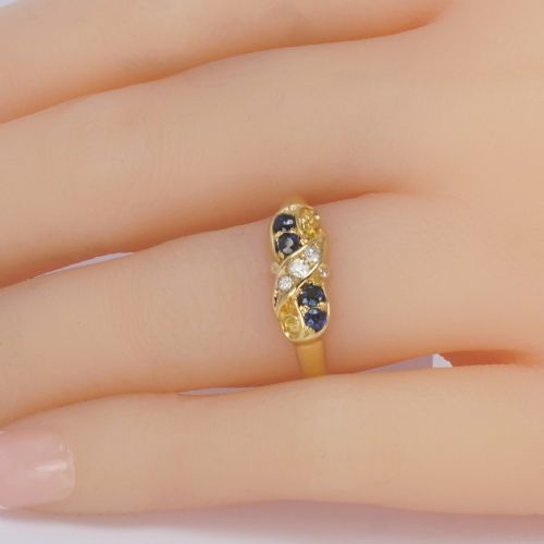 ANTIQUE SAPPHIRE OLD CUT DIAMOND RING ORNATE 18CT GOLD RING BIRMINGHAM 1912 - ADDITIONAL PHOTO 1