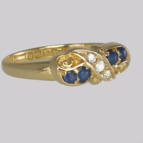 ANTIQUE SAPPHIRE OLD CUT DIAMOND RING ORNATE 18CT GOLD RING BIRMINGHAM 1912 - ADDITIONAL PHOTO 2