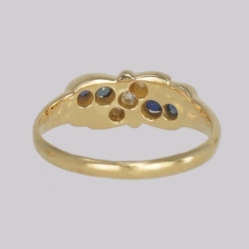 ANTIQUE SAPPHIRE OLD CUT DIAMOND RING ORNATE 18CT GOLD RING BIRMINGHAM 1912 - ADDITIONAL PHOTO 6