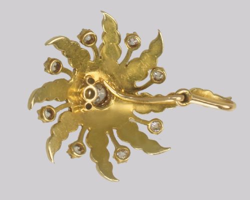 VICTORIAN DIAMOND PEARL STARBURST PENDANT ANTIQUE 18CT GOLD SWIRLING STAR 050CT - ADDITIONAL PHOTO 2