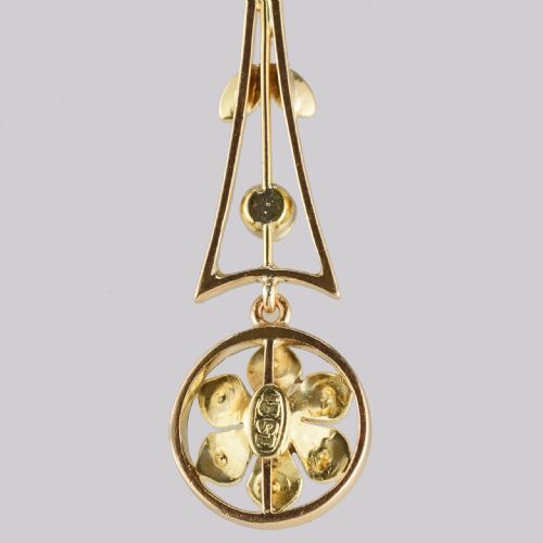 ANTIQUE PERIDOT SEED PEARL NECKLACE 15CT GOLD PLATINUM EDWARDIAN PENDANT - ADDITIONAL PHOTO 5