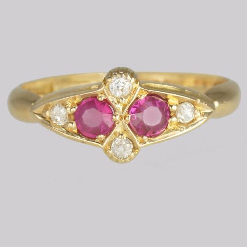 antique old cut diamond ruby ring 18ct gold victorian engagement ring circa 1890 - CATEGORY: ANTIQUE JEWELLERY - DATED VICTORIAN