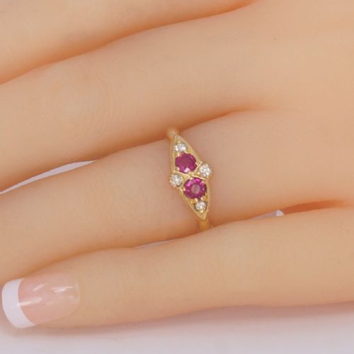 ANTIQUE OLD CUT DIAMOND RUBY RING 18CT GOLD VICTORIAN ENGAGEMENT RING CIRCA 1890 - ADDITIONAL PHOTO 3