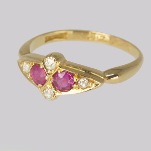 ANTIQUE OLD CUT DIAMOND RUBY RING 18CT GOLD VICTORIAN ENGAGEMENT RING CIRCA 1890 - ADDITIONAL PHOTO 5