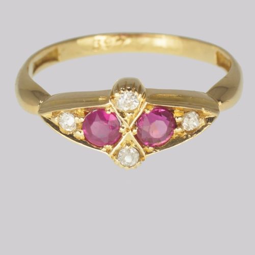 ANTIQUE OLD CUT DIAMOND RUBY RING 18CT GOLD VICTORIAN ENGAGEMENT RING CIRCA 1890 - ADDITIONAL PHOTO 6