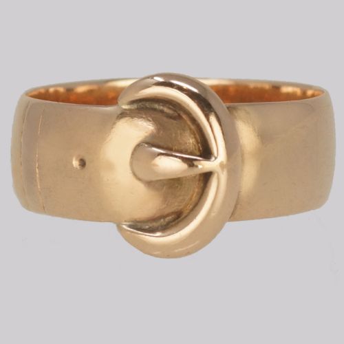 antique 9ct gold buckle ring hallmarked birmingham 1914 size n belt ring - CATEGORY: ANTIQUE JEWELLERY - DATED 1910