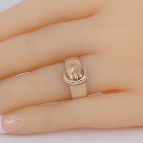 ANTIQUE 9CT GOLD BUCKLE RING HALLMARKED BIRMINGHAM 1914 SIZE N BELT RING - ADDITIONAL PHOTO 2