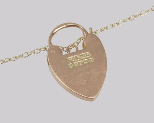ANTIQUE CURB LINK BRACELET HEART PADLOCK EDWARDIAN 9CT ROSE GOLD HALLMARKED 1903 - ADDITIONAL PHOTO 3