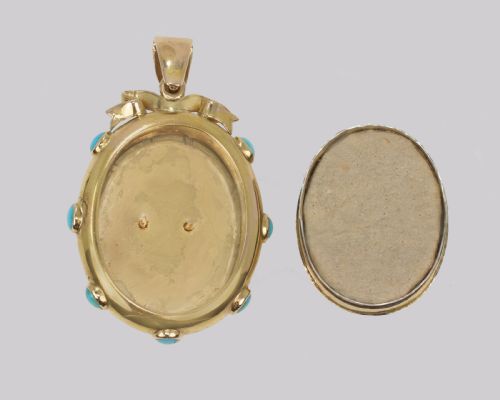 VICTORIAN LOCKET TURQUOISE PEARL 18CT GOLD PHOTO LOCKET WITCHES HEART PENDANT CIRCA 1880 - ADDITIONAL PHOTO 5
