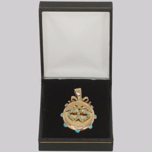 VICTORIAN LOCKET TURQUOISE PEARL 18CT GOLD PHOTO LOCKET WITCHES HEART PENDANT CIRCA 1880 - ADDITIONAL PHOTO 8