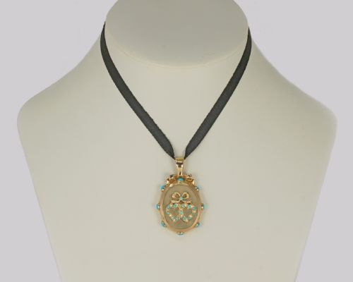 VICTORIAN LOCKET TURQUOISE PEARL 18CT GOLD PHOTO LOCKET WITCHES HEART PENDANT CIRCA 1880 - ADDITIONAL PHOTO 9