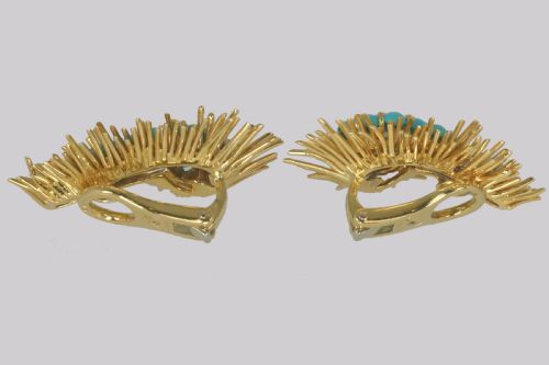 KUTCHINSKY TURQUOISE EARRINGS 1960'S VINTAGE KUTCHINSKY EAR CLIPS LONDON 1966 - ADDITIONAL PHOTO 2